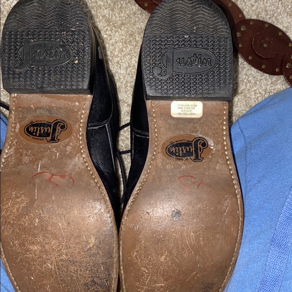 JUSTIN lace up Black Boots sz 5 D - Picture 4 of 7